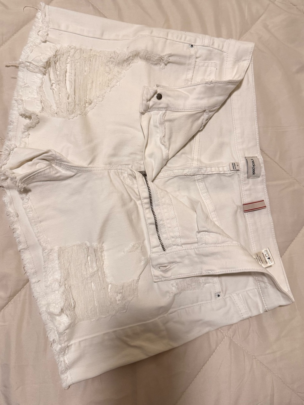Sneak Peek White Distressed Denim Shorts
